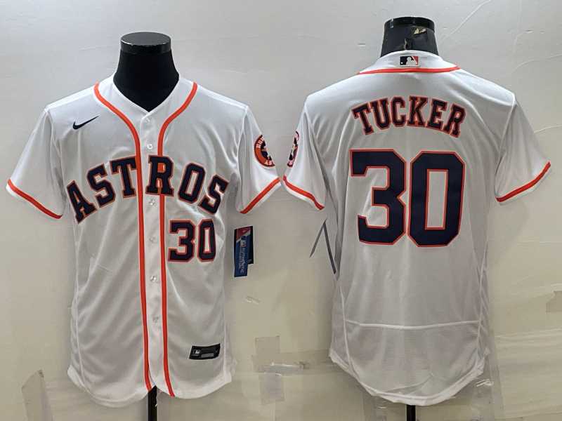 Men%27s Houston Astros #30 Kyle Tucker White Stitched MLB Flex Base Nike Jersey